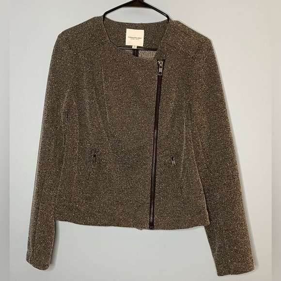 Catherine Malandrino Black White Knit Runway Style Zip Front Jacket Medium EUC - Picture 1 of 6